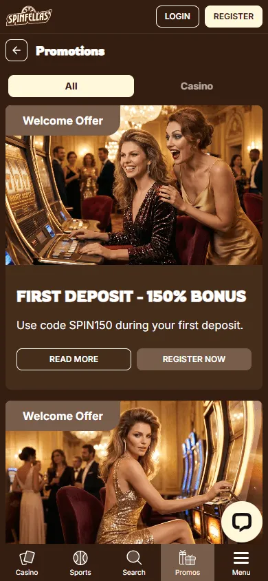 Spinfellas Casino promotions on mobile